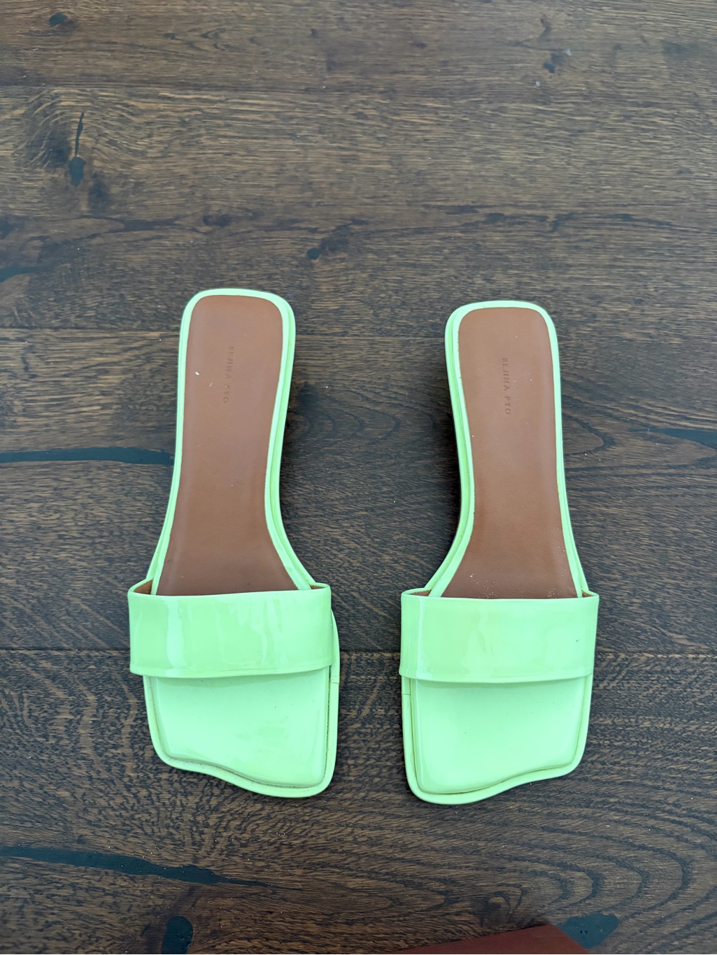 Rejina Pyo Patent Leather Mint Green Slide Sandals - Women